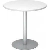 Hjh OFFICE PRO BISTRO F80R S - Table de réunion modulaire blanche et argentée, Ø 80
