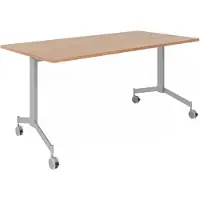 Hjh OFFICE PRO KALA 16 | Table pliante sur roulettes | 160 cm | Argent - Table de réunion en noyer