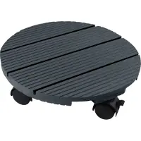 Nature Chariot à plantes rond Ø30 cm anthracite bois