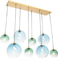 QAZQA Suspension en laiton avec verre bleu et vert 8 lumières - Sandra
