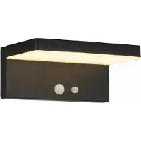 LumenXL Applique solaire moderne d'extérieur noire avec capteur - Hendrick