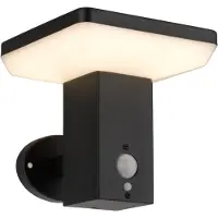 LumenXL Applique solaire d'extérieur moderne noire avec capteur - Aila