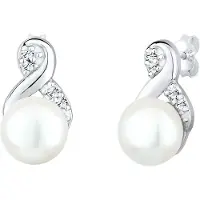 Elli Boucles d'oreilles 'Infinity' argent / blanc perle