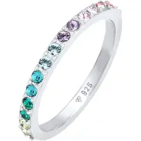 Elli Bague 'Rainbow' émeraude / violet clair / rose clair / argent