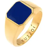 KUZZOI Bague 'Enamel' bleu foncé / or