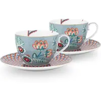 Pip studio Tasse à Café Pip Studio Flower Festival Light Blue 280 ml (Lot de 2)