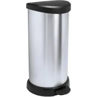 Curver Decobin Poubelle à Pédale 40 Litres Argent