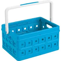 Sunware Bac de transport pliant Square , L 435 x l. 310 x H 213 mm, 24 litres, avec poignées et hanse, bleu/blanc