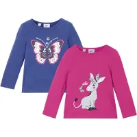 Bonprix Lot de 2 T-shirts manches longues 100% coton