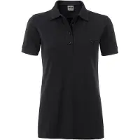 James & nicholson Polo de travail pour femme avec poche poitrine FU562 (L) (Noir)