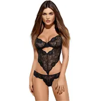 Obsessive - body en dentelle florale - noir - L/XL