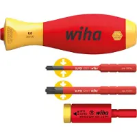 Wiha 41478 Jeu D'adaptateurs Dynamométriques EasyTorque Electric Avec Étui SlimVario Et SlimBits SL/PZ - 4 Pcs Sous Blister