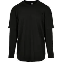 Urban Classics T-shirt manches longues de - T-Shirt Oversized Shaped Double Layer LS - S - XL - pour Homme - noir/noir - Taille M