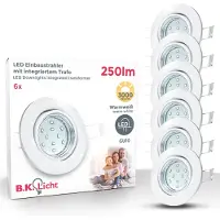 B.K.Licht Lot de 6/10 spots LED encastrables orientables nickel mat ou blanc Ø68mm avec ampoules GU10 3W 250lm 3000K lumière blanc chaud IP23 design moderne pour salon cuisine couloir