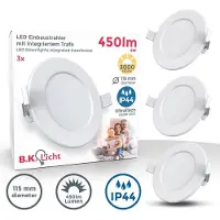 B.K.Licht Lot de 3 spots ultra-plats à encastrer spéciales sdb IP44 blancs