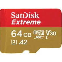 SanDisk Extreme - Carte mémoire flash (adaptateur microSDXC vers SD inclus) - 64 Go - A2 / Video Class V30 / UHS-I U3 / Class10 - microSDXC UHS-I