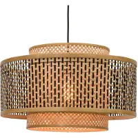 Good&Mojo - Lampe à suspendre Bhutan - Bambou/noir - Ø50cm Lampe à suspendre - Lampe de table à manger - Lampe de salon - Lampe de chambre à coucher - Salon
