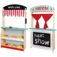 Jouéco Théâtre et magasin 2 en 1 en bois avec accessoires JOUÉCO