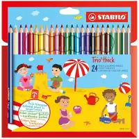 Stabilo Crayons de couleur - Trio Thick - 24 pces - Multicolore - - UneTaille - Set de Coloriage