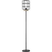 Brilliant Lampe , Gwen lampe à poser 1flg antique bois/noir corindon, métal/bois, 1x A60, E27, 52W,ampoules normales (non incluses)