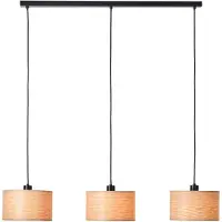 Brilliant Lampe suspendue Romm 3 lumières noir avec bois marron
