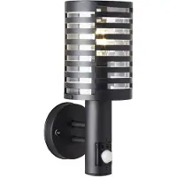 Brilliant Lampe , Venlo applique extérieure verticale détecteur de mouvement noir mat, inox/plastique, 1x A60, E27, 40W,ampoules normales (non incluses)