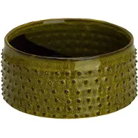 Cosy@home Bol Glazed Embossed Dots Vert D'herbe 19,5x19,5xh9cm Rond Gres