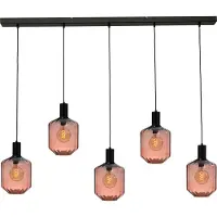 Masterlight Lampe suspendue 5 lumières - noire - Porto avec lunettes rouges Jagger - Ø 24cm