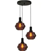 Masterlight Suspension loft 3 lumières - noire - Porto avec verres Ball rouges - Ø 24cm