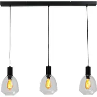 Masterlight Lampe suspendue 3 lumières - noire - Porto avec verres transparents Nicolette