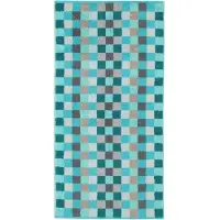 Cawö Serviette Cawö Unique Karo Turquoise (Set de 3)