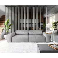 DELIFE Grand Canapé Sirpio XL 270x130 cm Microfibre Gris avec Tabouret