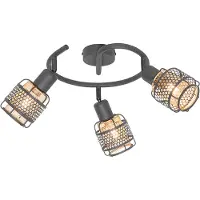 QAZQA Plafonnier design noir avec or 3 lumières rond - Noud