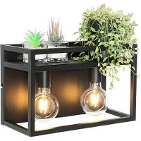 QAZQA Applique murale industrielle noire avec étagère 2 lumières - Cage Rack