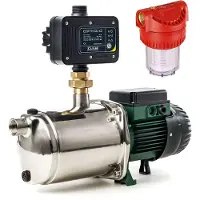 DAB Pompe multicellulaire EuroInox 40/80 M + Control-D avec Tuyau d'aspiration 7 mètres et Filtre - 1480 W 7,2 m³/h Monophasé 230 V