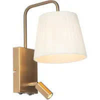 QAZQA Applique murale moderne blanche et bronze avec lampe de lecture - Renier