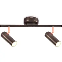 LumenXL Plafonnier barre argent antique 2 spots LED - Auburn