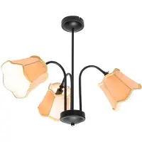 QAZQA Plafonnier classique noir avec abat-jour doré 3 lumières - Nona
