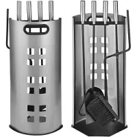Huismerk Ensemble d'outils de cheminée 5 pcs Argenté 23x15x52 cm