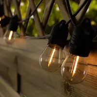 LumenXL Guirlande guinguette solaire de 10 mètres avec 10 ou 15 ampoules, panneau solaire de 3 W