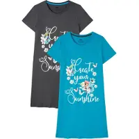 Bonprix Lot de 2 chemises de nuit courtes 100% coton