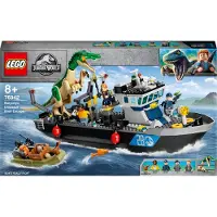 LEGO 76942 Jurassic World L'évasion de Baryonyx, Jouets dinosaures avec bateau rapide pour garçons et filles, idées cadeaux pour enfants, figurines de dinosaures