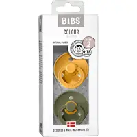 BIBS Colour Natural Rubber Size 2: 6+ months tétine Honey Bee / Olive 2 pcs