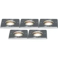 QAZQA Ensemble de 5 spots encastrés en acier IP65 - Basic Square
