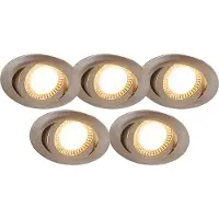 QAZQA Ensemble de 5 spots encastrés modernes en acier avec LED à intensité variable 3 niveaux - Mio