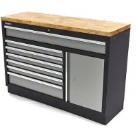 HBM Armoire à outils professionnelle 7 Tiroirs 136 cm, établi avec porte pour équipement d'atelier