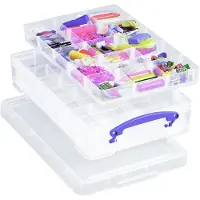 Really Useful Box Box - Boîte de rangement de 4 litres avec 2 séparateurs, transparente