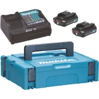 Makita Power Source Kit ( 197658-5 ) 2x BL 1021 B batterie 12 V max. 2,0 Ah CXT + DC 10 SB chargeur + Makpac