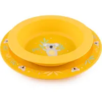 Canpol Babies BABIES Set de vaisselle en plastique ANIMAUX EXOTIQUES, jaune, 56/523 jaune