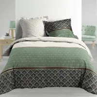 Douceur d'intérieur Parure 3 Pièces 260 x 240 cm Percale Imprime Belor, Vert